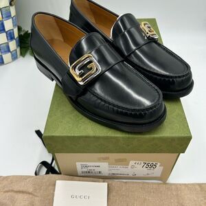 Men’s Gucci interlocking G leather loafers size 7 fits eight US made in Italy